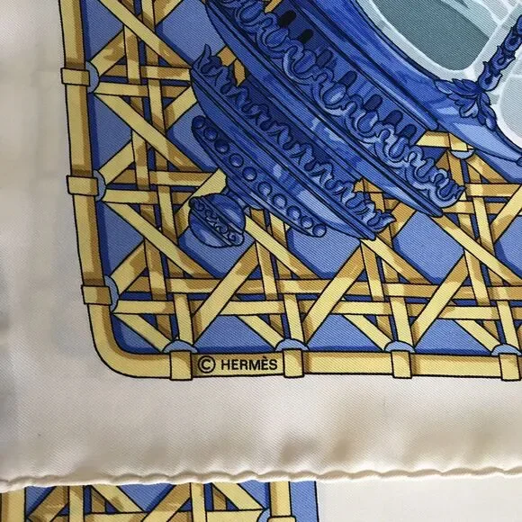 HERMES Scarf Carriage Lights Feux De Route Silk 35” by Caty Latham New with Box - Picture 7 of 10